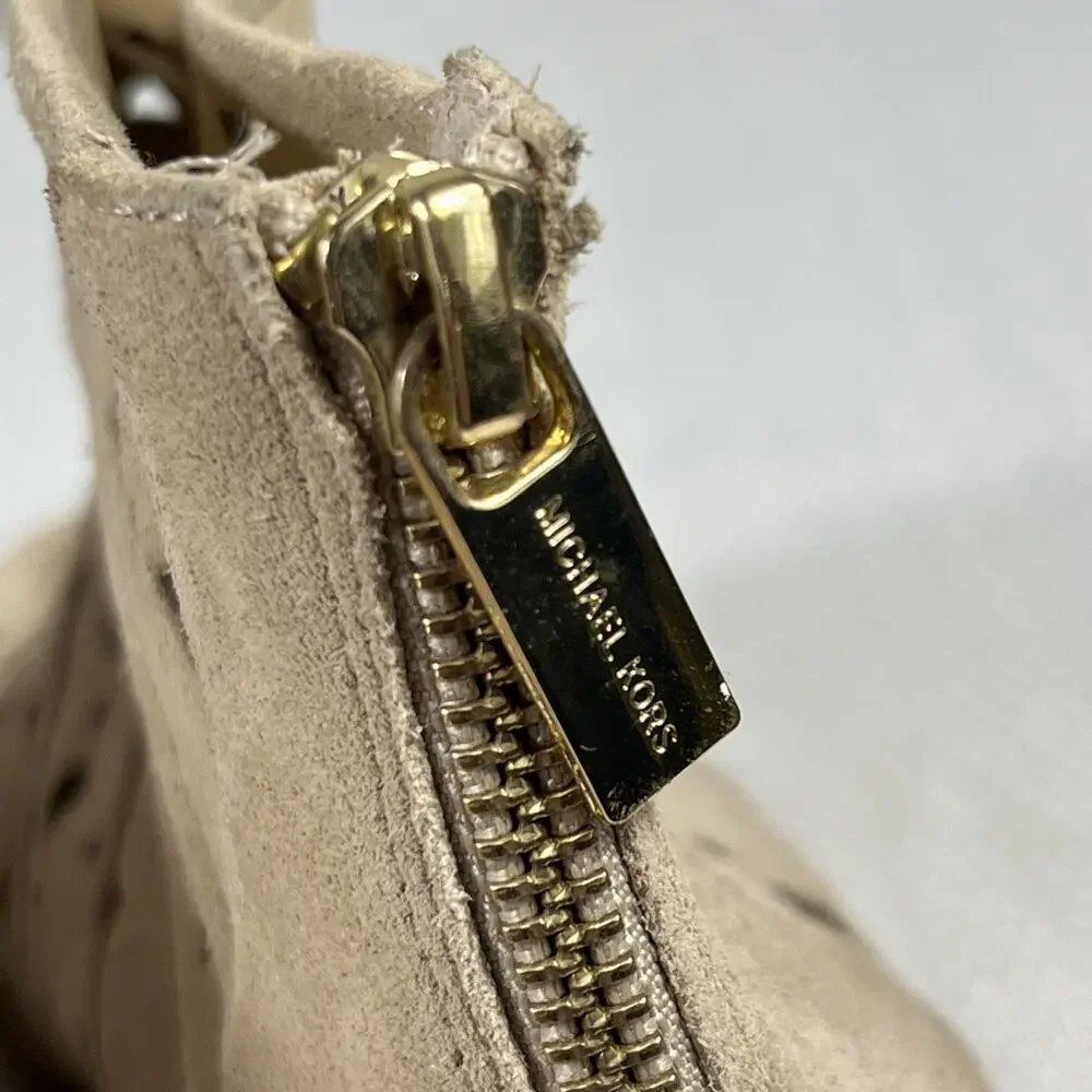 Michael Kors Uma Laser-Cut Suede Wedge Bootie Sandals Peep‎ Toe Sz 8M / 38